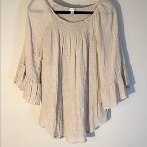 Spense Blouse/Top, Beautiful Bell Sleeved, Tan/Beige, Size L